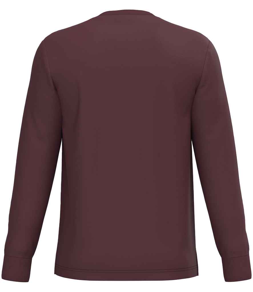 Native Spirit Unisex Crew Neck Long Sleeve T-Shirt in Dark Cherry, back view