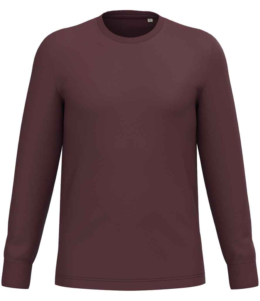 Native Spirit Unisex Crew Neck Long Sleeve T-Shirt in Dark Cherry, front view
