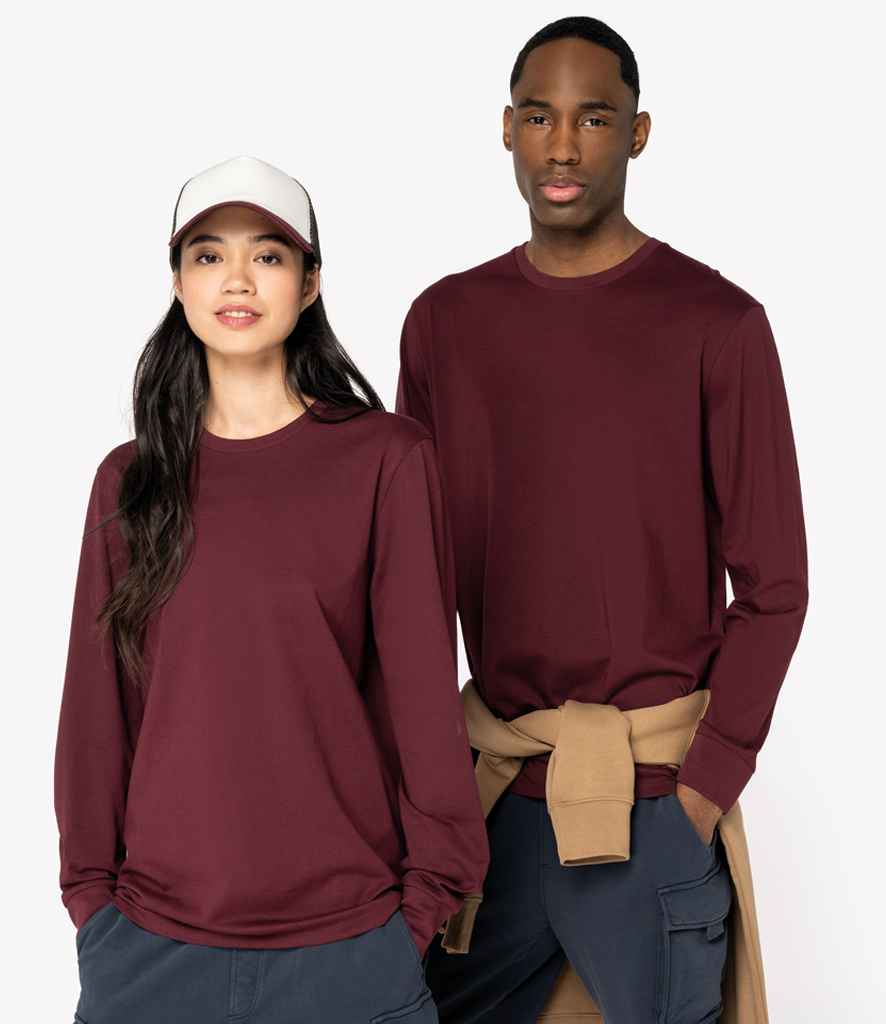 Native Spirit Unisex Crew Neck Long Sleeve T-Shirt in Dark Cherry