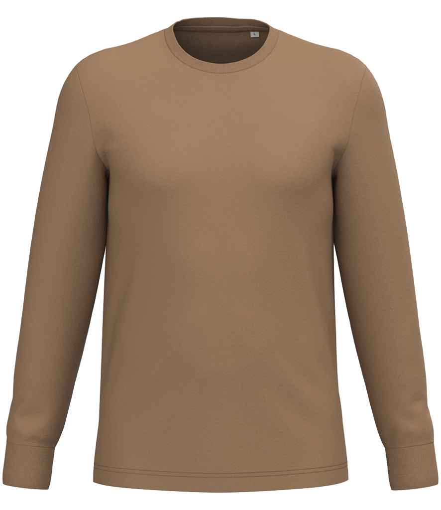 Native Spirit Unisex Crew Neck Long Sleeve T-Shirt in Dark Camel, front view