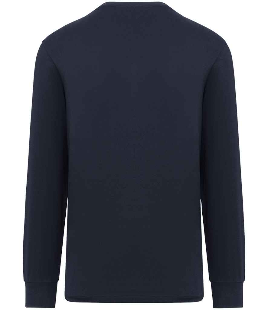 Native Spirit Unisex Crew Neck Long Sleeve T-Shirt in Navy, back view
