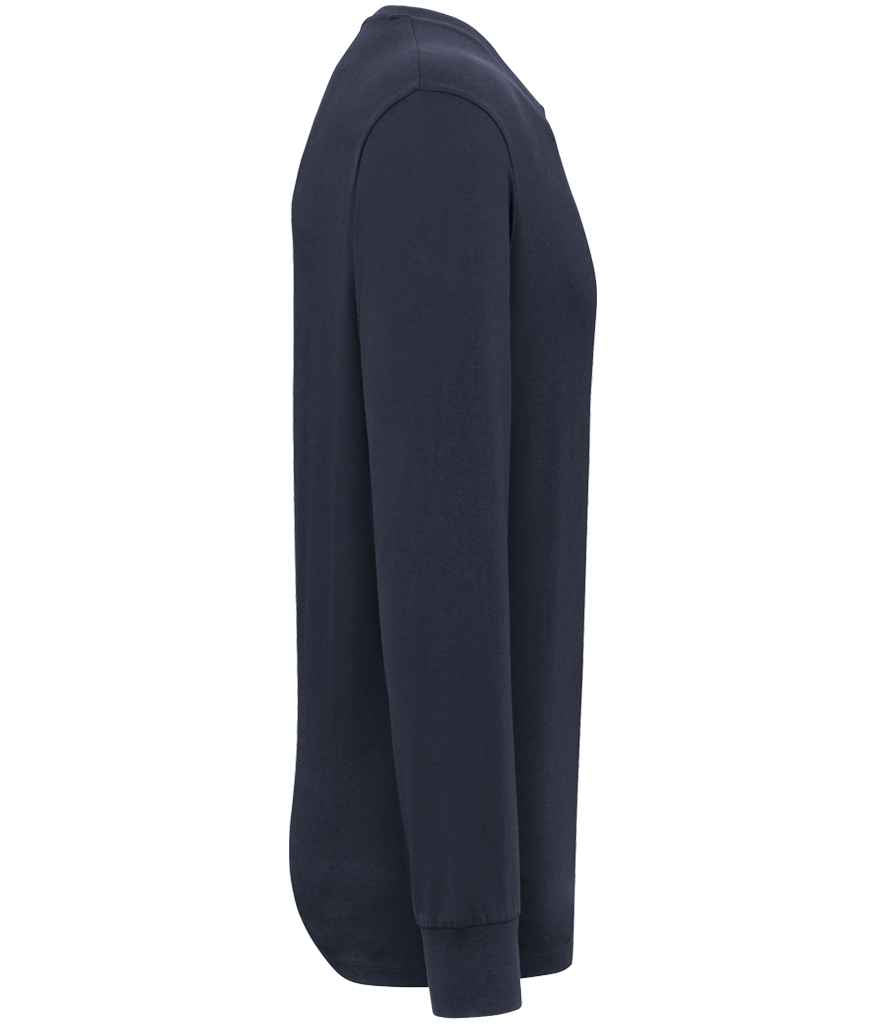 Native Spirit Unisex Crew Neck Long Sleeve T-Shirt in Navy, side view