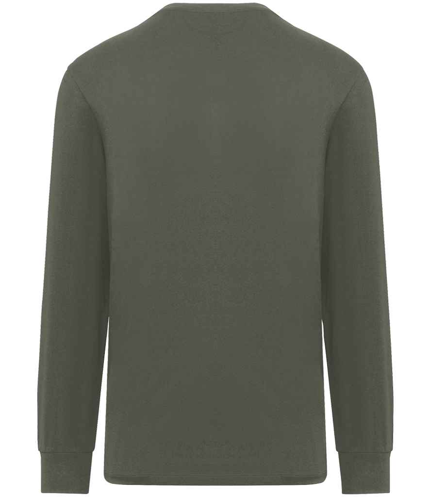 Native Spirit Unisex Crew Neck Long Sleeve T-Shirt in Organic Khaki, back view