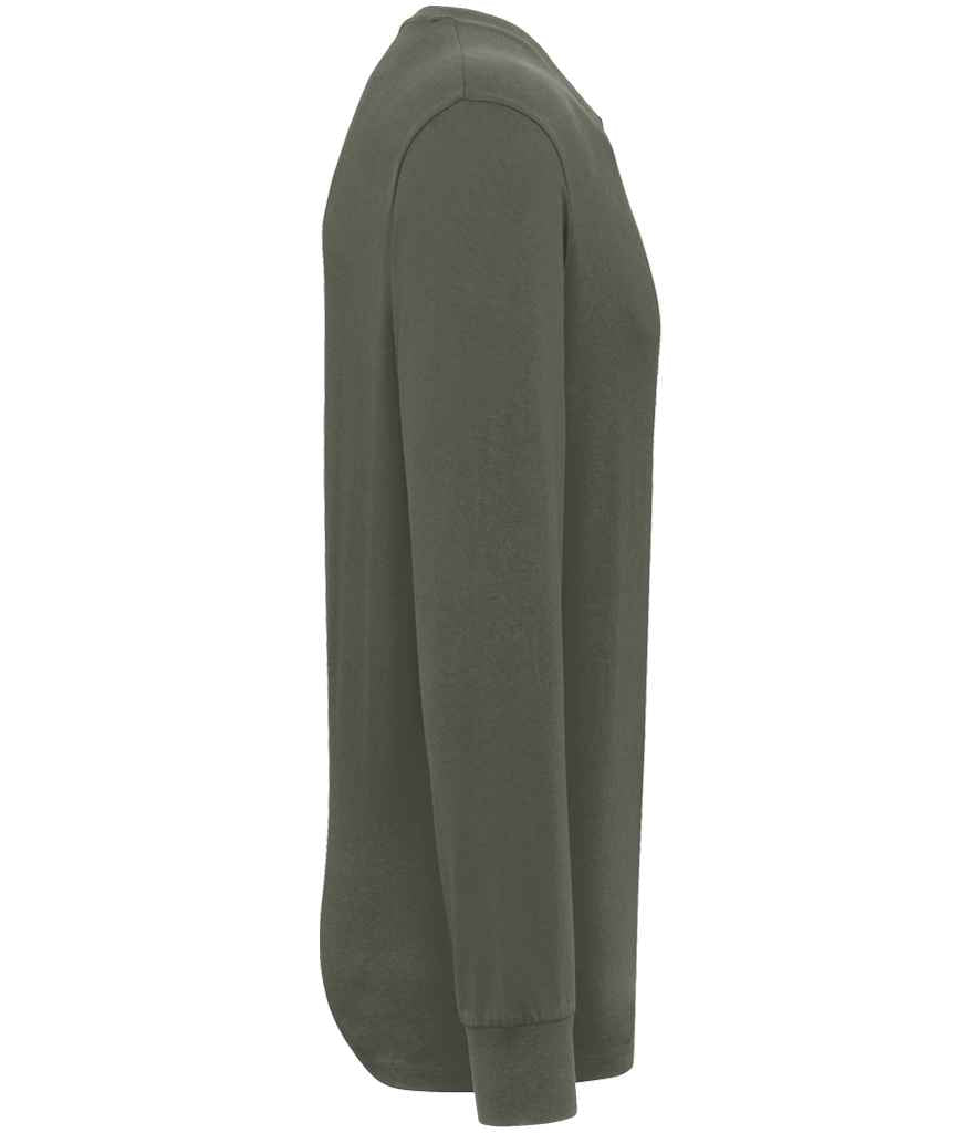 Native Spirit Unisex Crew Neck Long Sleeve T-Shirt in Organic Khaki, side view