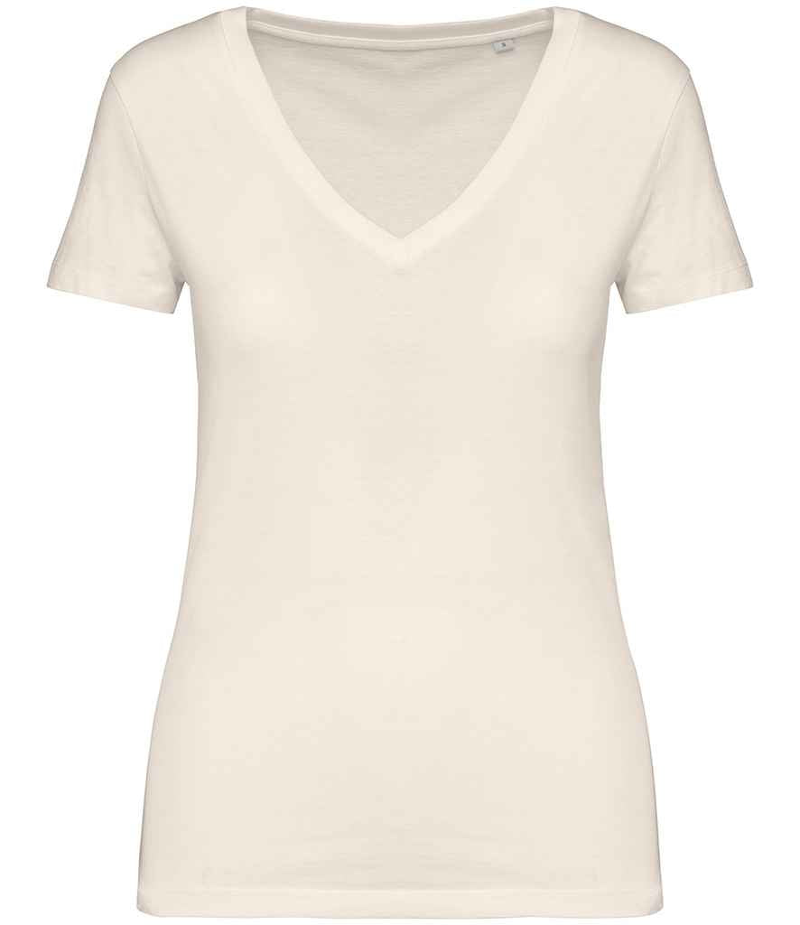 Native Spirit Ladies V Neck T-Shirt in Ivory, front view