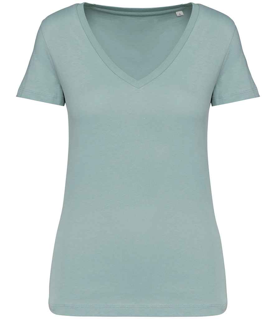 Native Spirit Ladies V Neck T-Shirt in Jade Green, front view