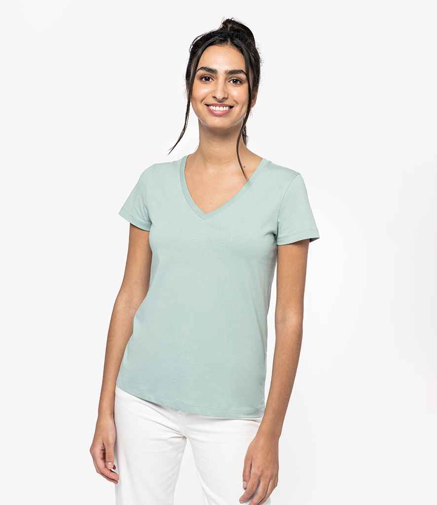 Native Spirit Ladies V Neck T-Shirt in Jade Green