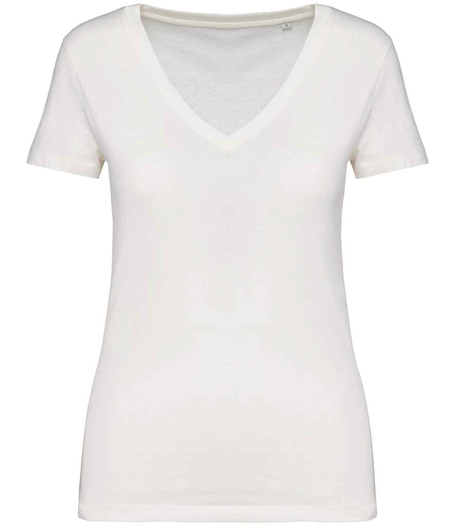Native Spirit Ladies V Neck T-Shirt in White, front view