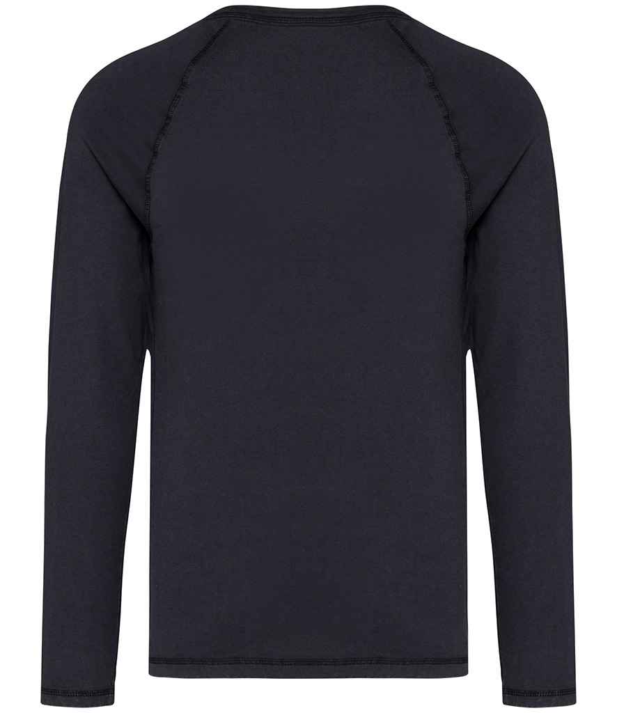 Native Spirit Raglan Long Sleeve Washed T-Shirt in Washed Coal Grey, back view