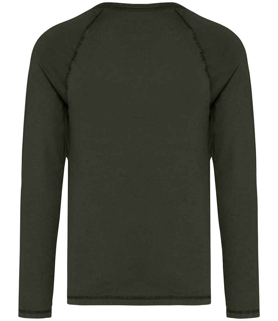 Native Spirit Raglan Long Sleeve Washed T-Shirt in Washed Organic Khaki, back view