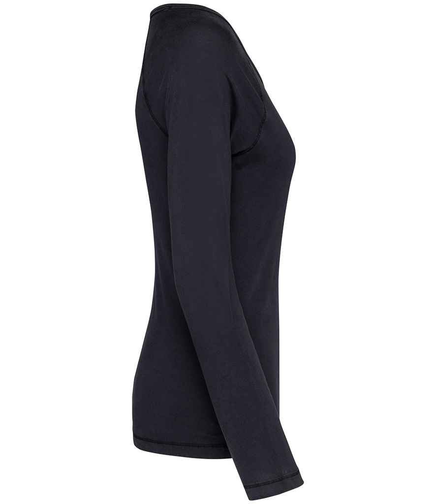 Native Spirit Ladies Raglan Long Sleeve Washed T-Shirt in Washed Coal Grey, side view