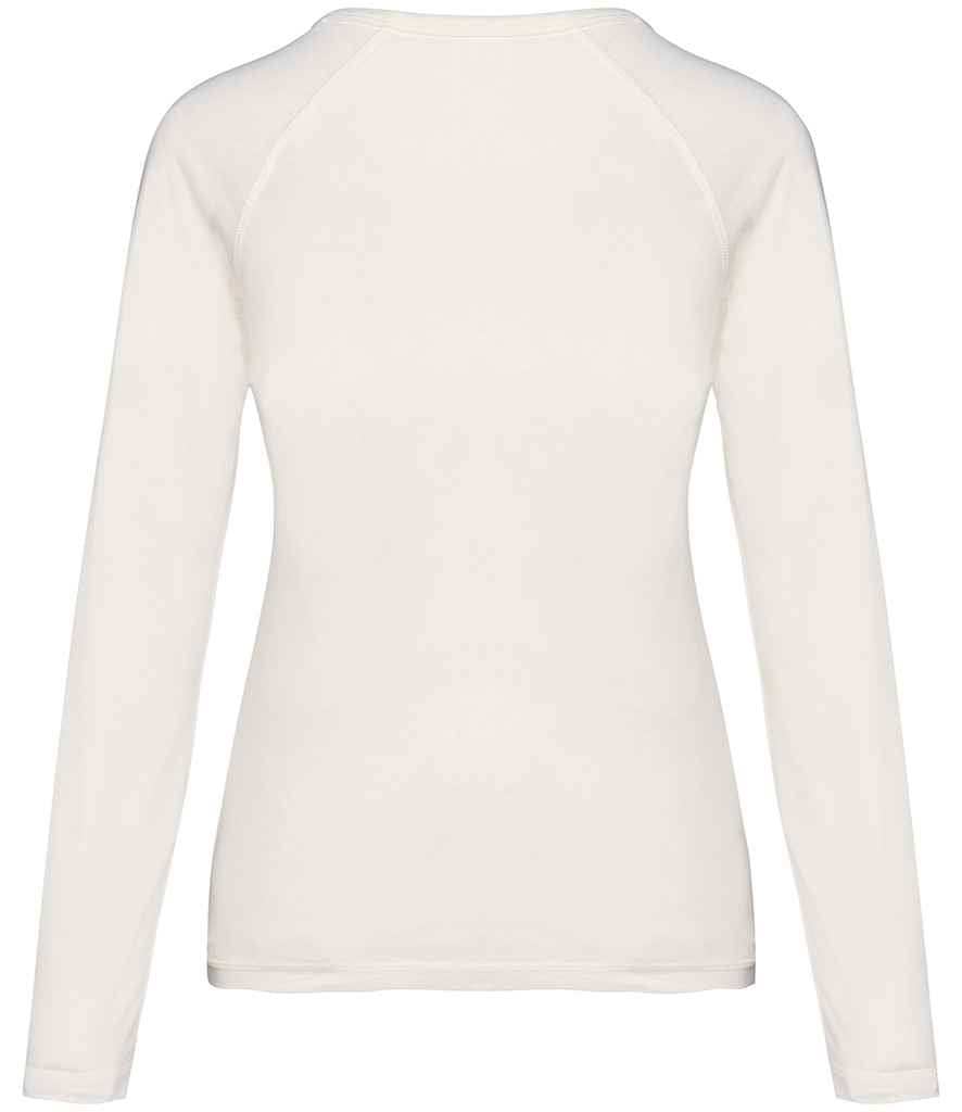 Native Spirit Ladies Raglan Long Sleeve Washed T-Shirt in Washed Ivory, back view