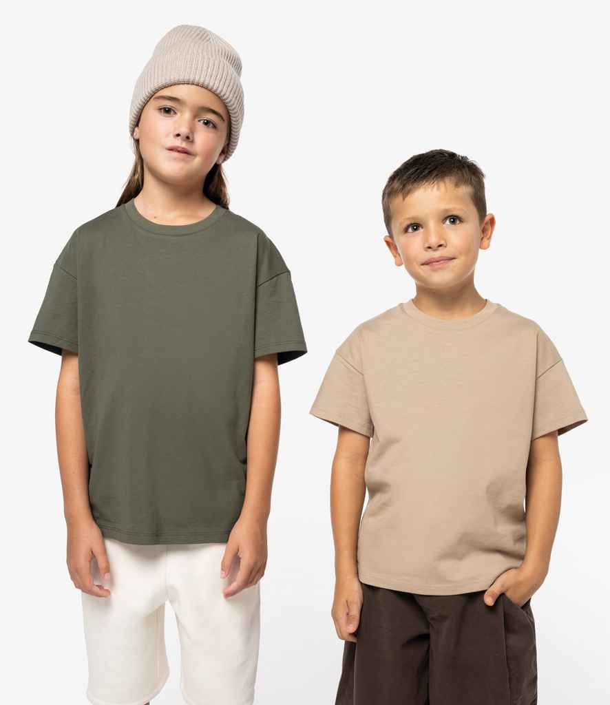 Native Spirit Kids Dropped Shoulder T-Shirt in Khaki