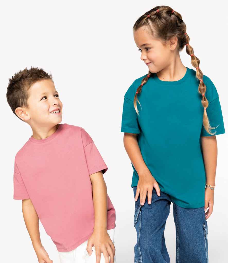 Native Spirit Kids Dropped Shoulder T-Shirt in Peacock Green