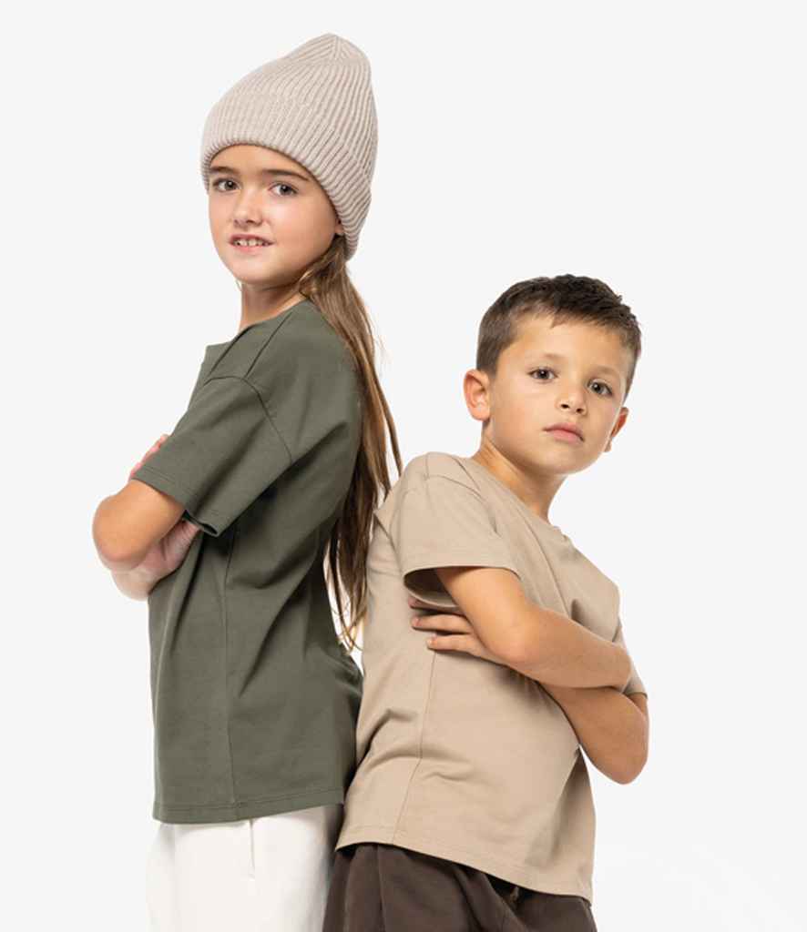 Native Spirit Kids Dropped Shoulder T-Shirt in Wet Sand