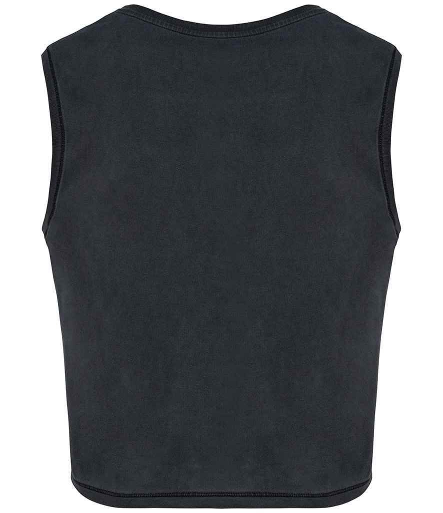 Native Spirit Ladies Cropped Tank Top in Washed Coal Grey, back view