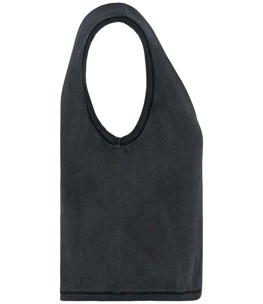 Native Spirit Ladies Cropped Tank Top in Washed Coal Grey, side view