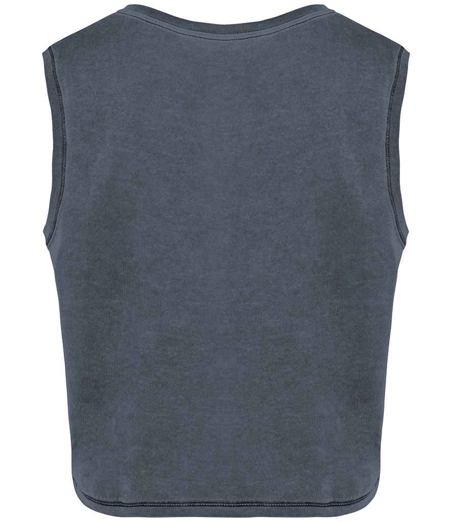 Native Spirit Ladies Cropped Tank Top in Washed Mineral Grey, back view