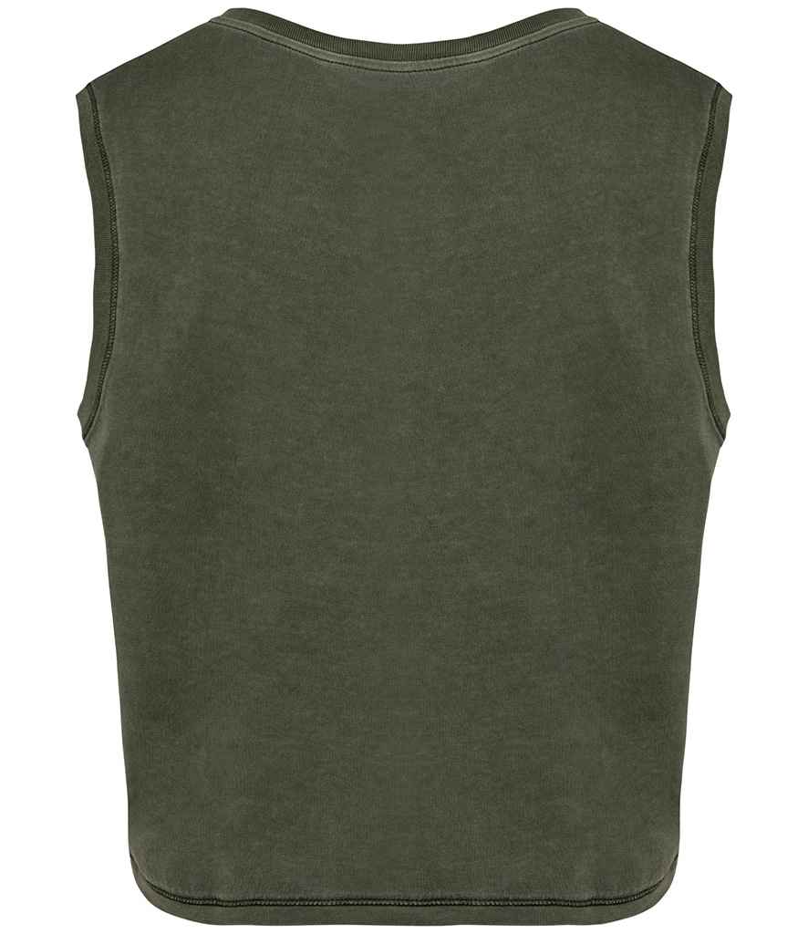 Native Spirit Ladies Cropped Tank Top in Washed Organic Khaki, back view