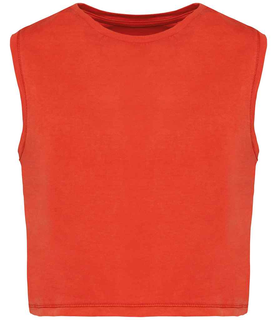 Native Spirit Ladies Cropped Tank Top in Washed Paprika, front view