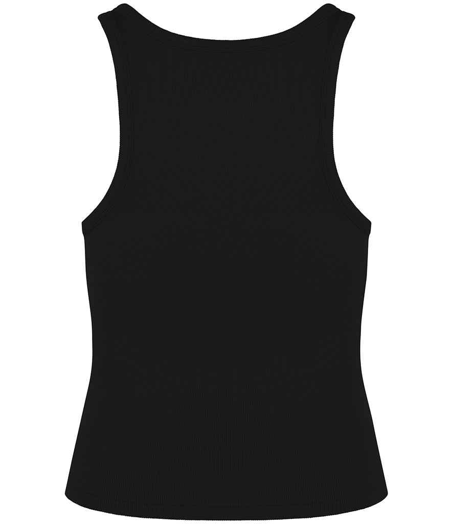 Native Spirit Ladies Ribbed Tank Top in Black, back view