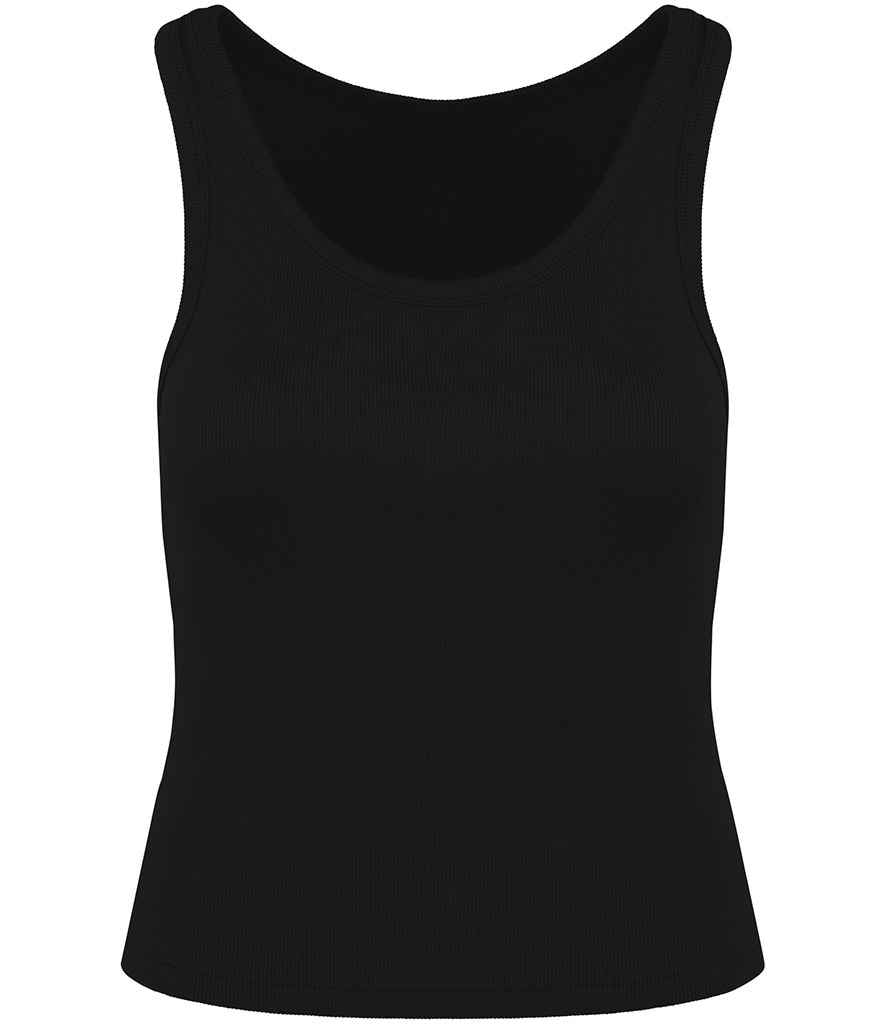 Native Spirit Ladies Ribbed Tank Top in Black, front view