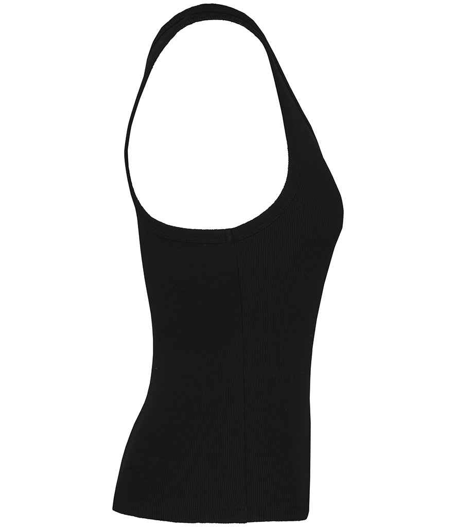 Native Spirit Ladies Ribbed Tank Top in Black, side view