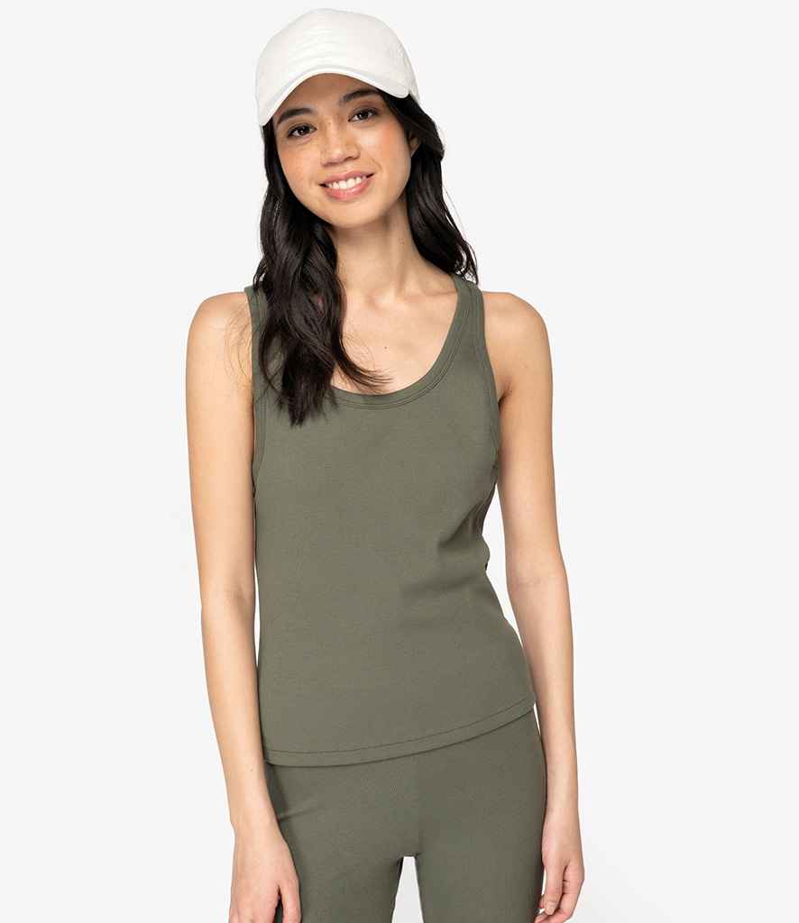 Native Spirit Ladies Ribbed Tank Top in Organic Khaki