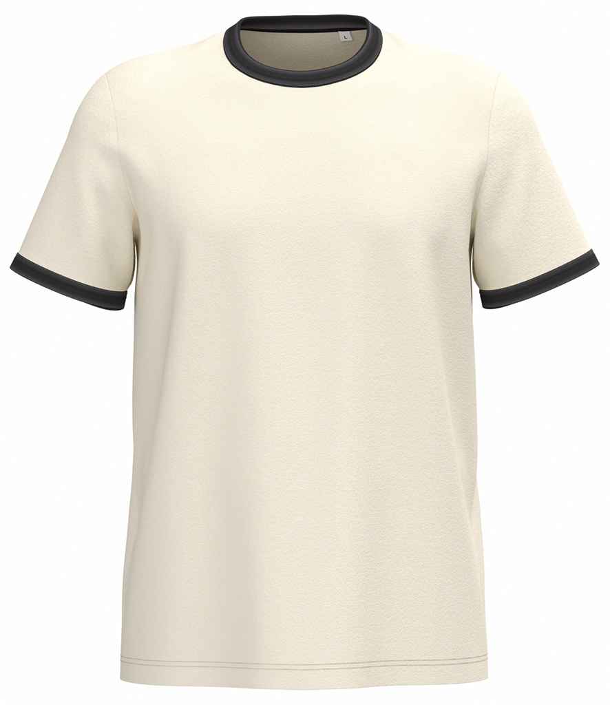 Native Spirit Ringer T-Shirt in Ivory/Washed Black, front view