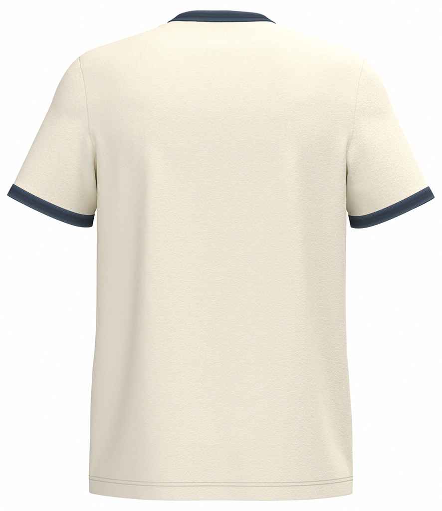 Native Spirit Ringer T-Shirt in Ivory/Washed Navy, back view
