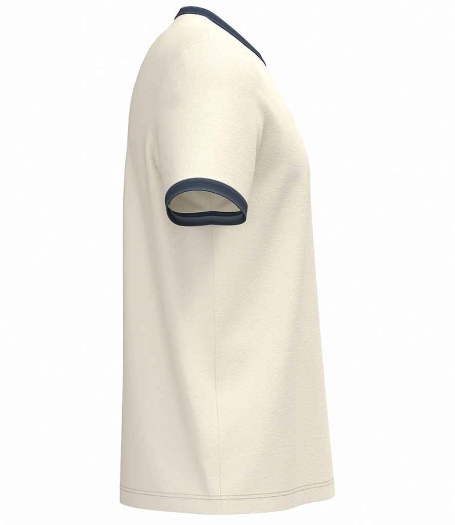 Native Spirit Ringer T-Shirt in Ivory/Washed Navy, side view