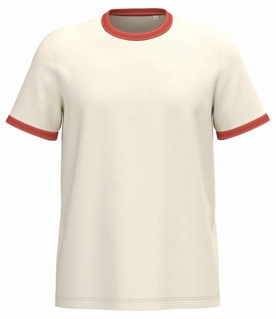 Native Spirit Ringer T-Shirt in Ivory/Washed Paprika, front view