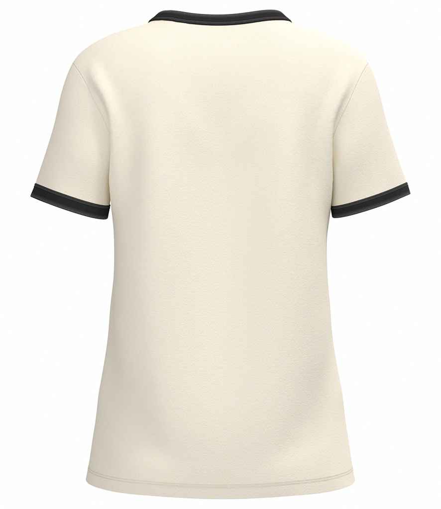 Native Spirit Ladies Ringer T-Shirt in Ivory/Washed Black, back view