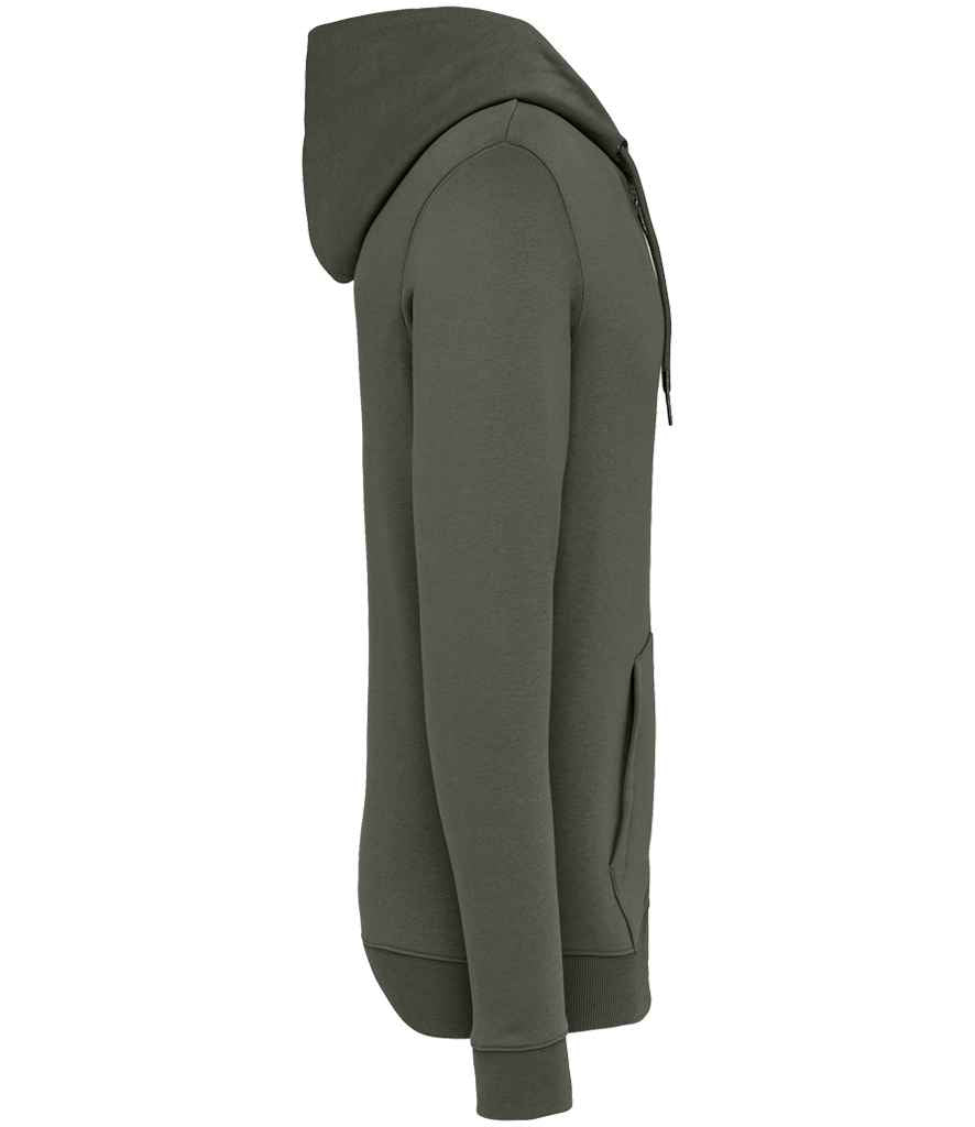 Native Spirit Unisex Full Zip Hoodie in Organic Khaki, side view