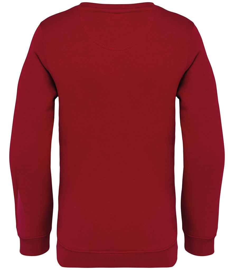 Native Spirit Kids Crew Neck Sweatshirt in Hibiscus Red, back view