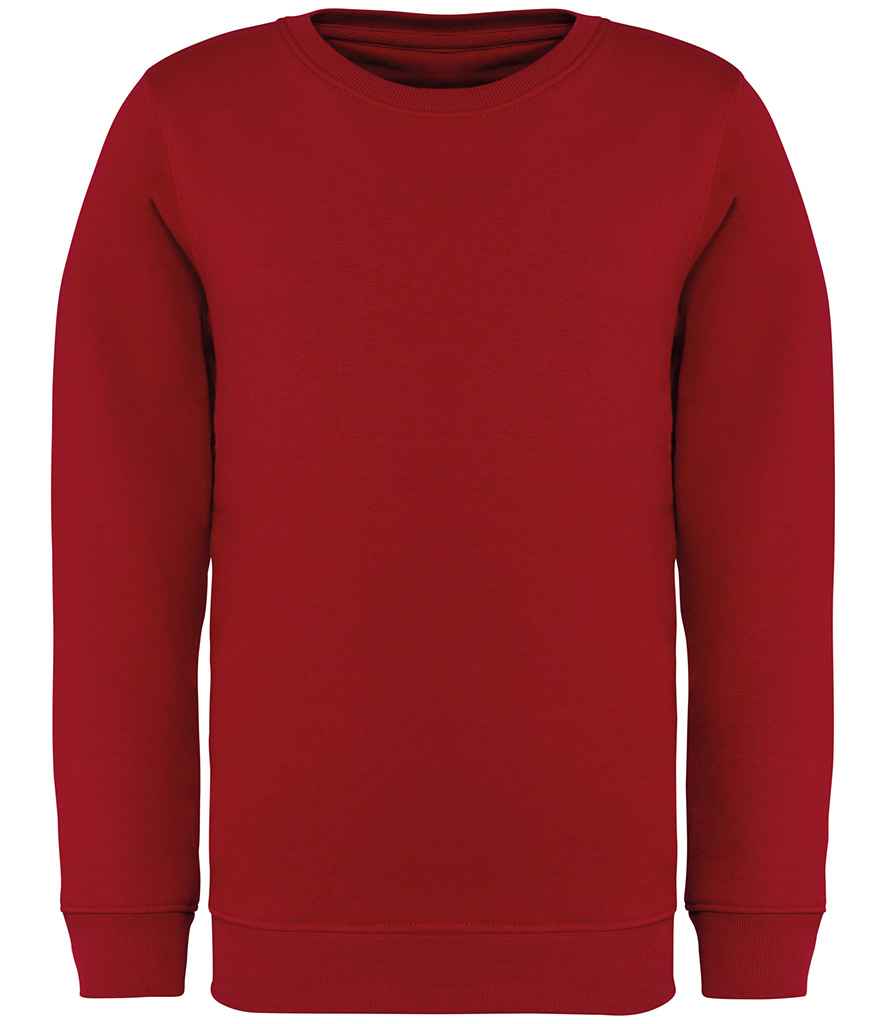 Native Spirit Kids Crew Neck Sweatshirt in Hibiscus Red, front view