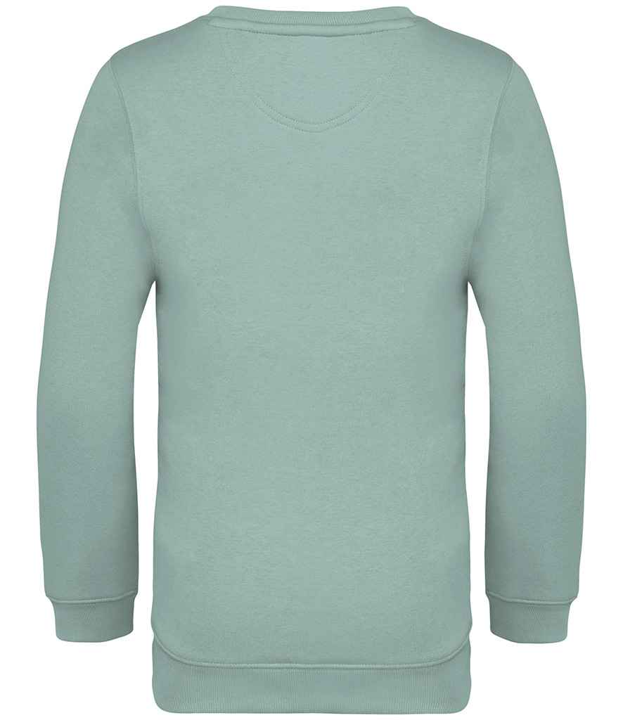Native Spirit Kids Crew Neck Sweatshirt in Jade Green, back view