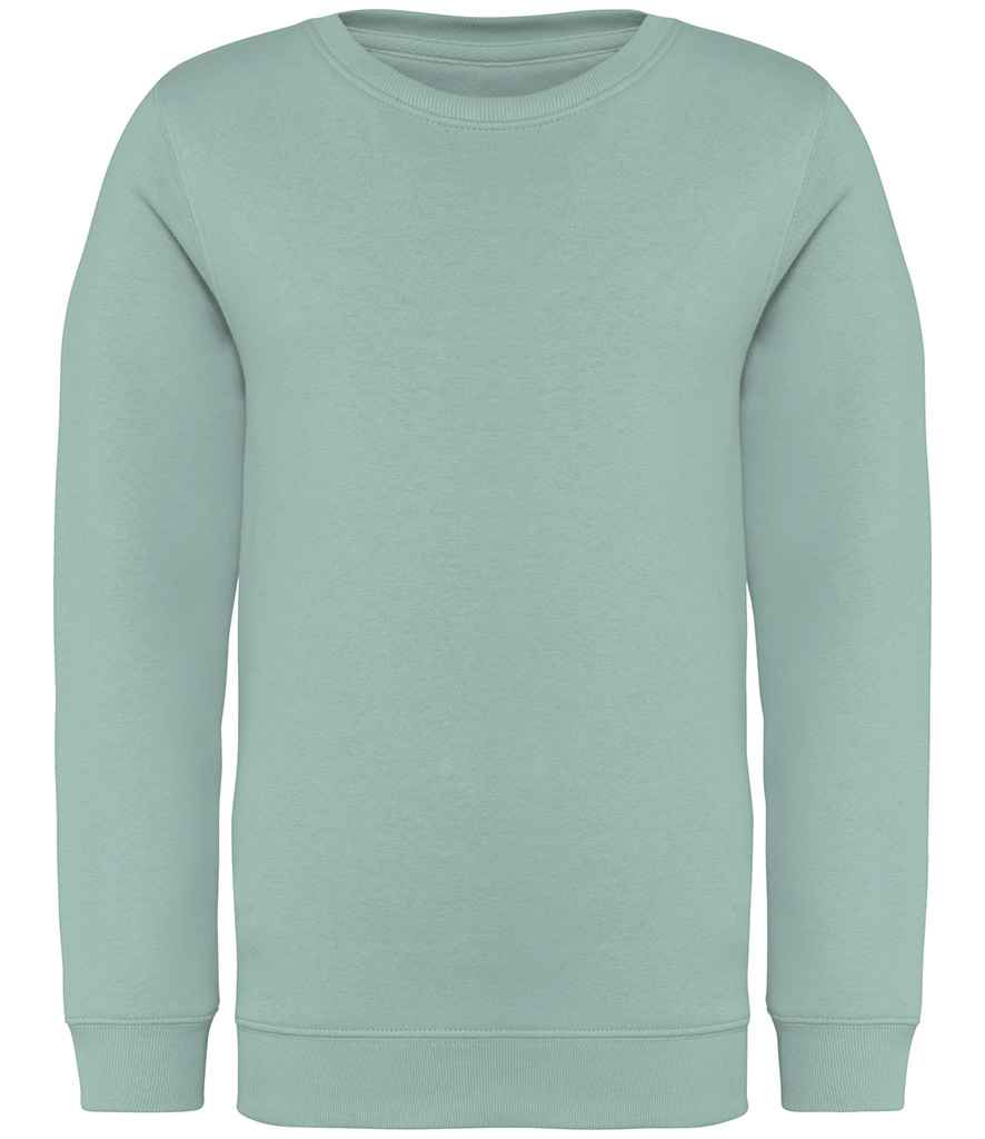 Native Spirit Kids Crew Neck Sweatshirt in Jade Green, front view