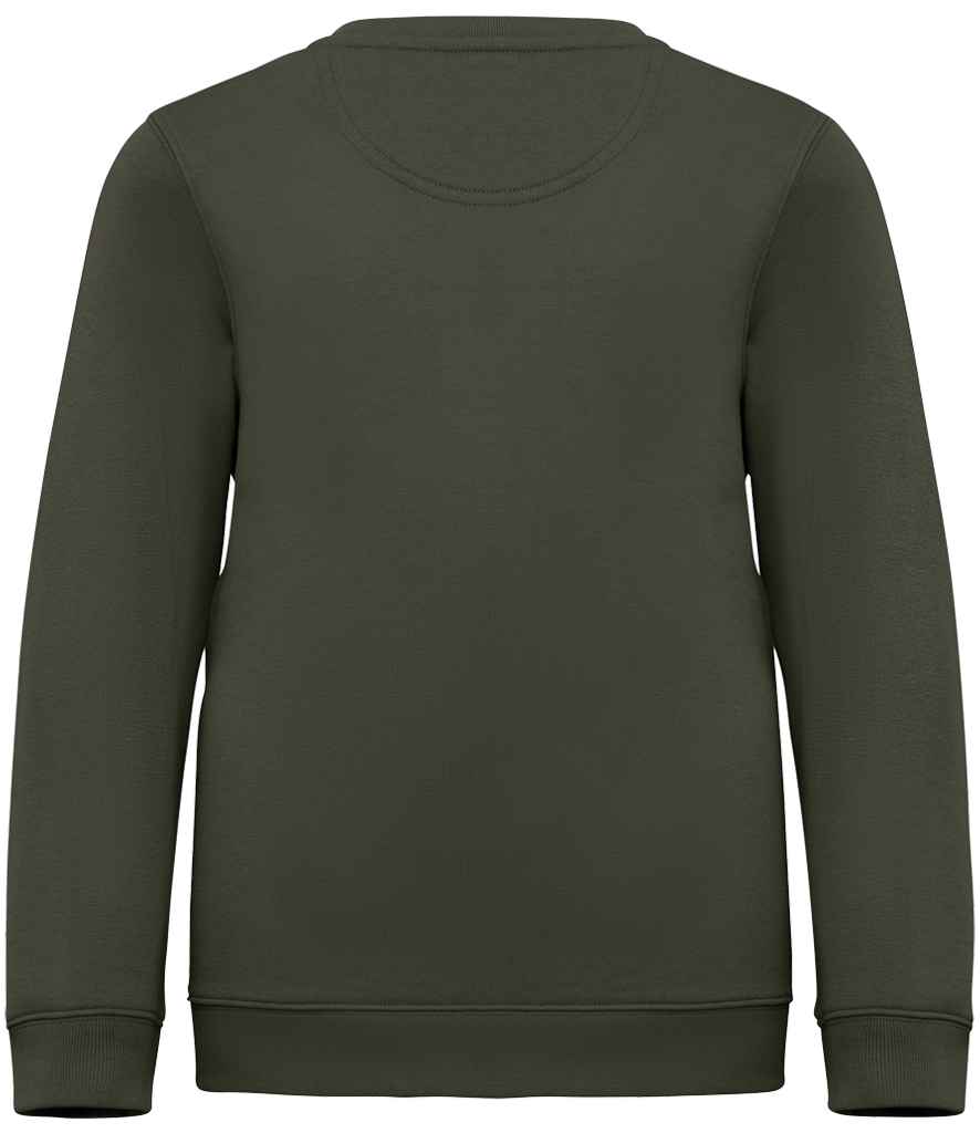 Native Spirit Kids Crew Neck Sweatshirt in Organic Khaki, back view