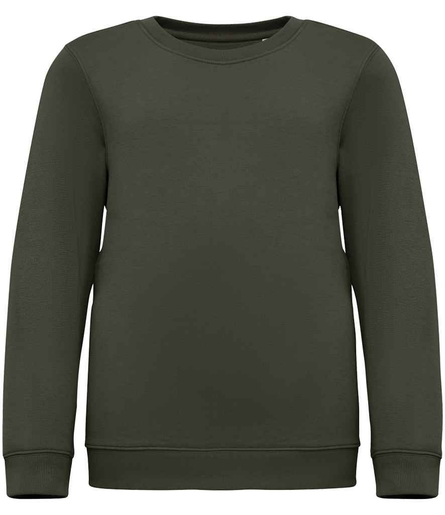 Native Spirit Kids Crew Neck Sweatshirt in Organic Khaki, front view