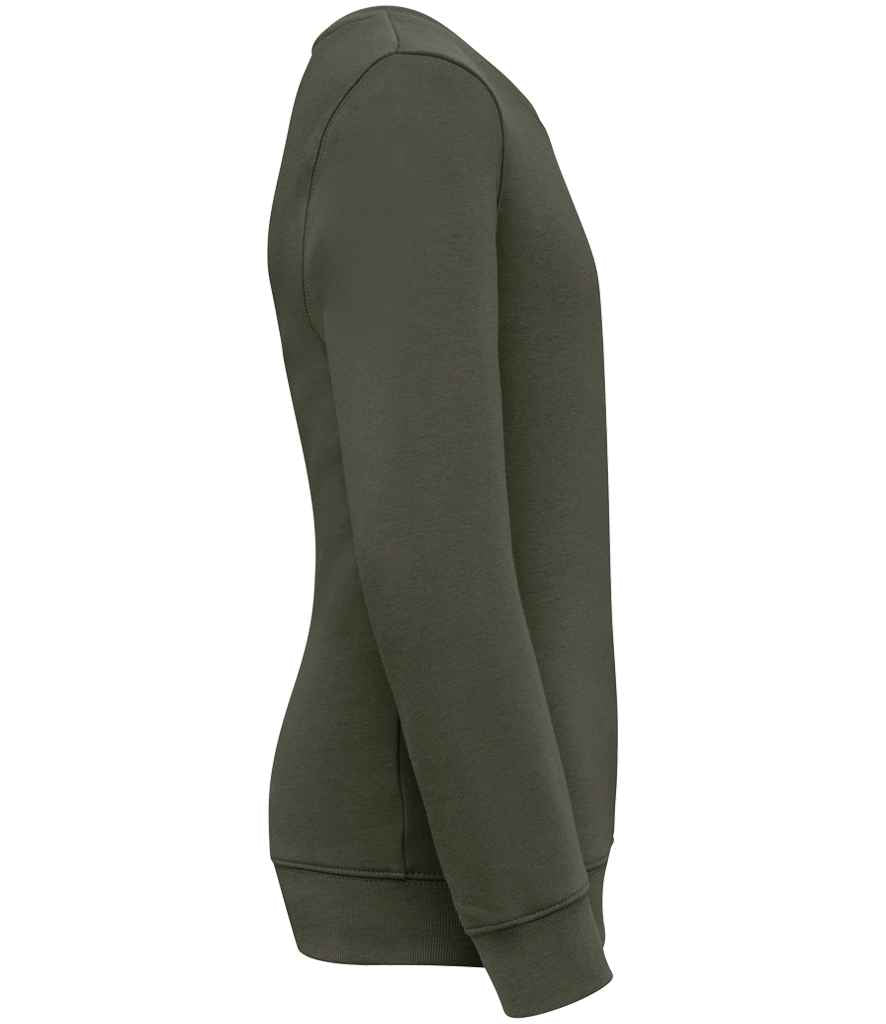 Native Spirit Kids Crew Neck Sweatshirt in Organic Khaki, side view