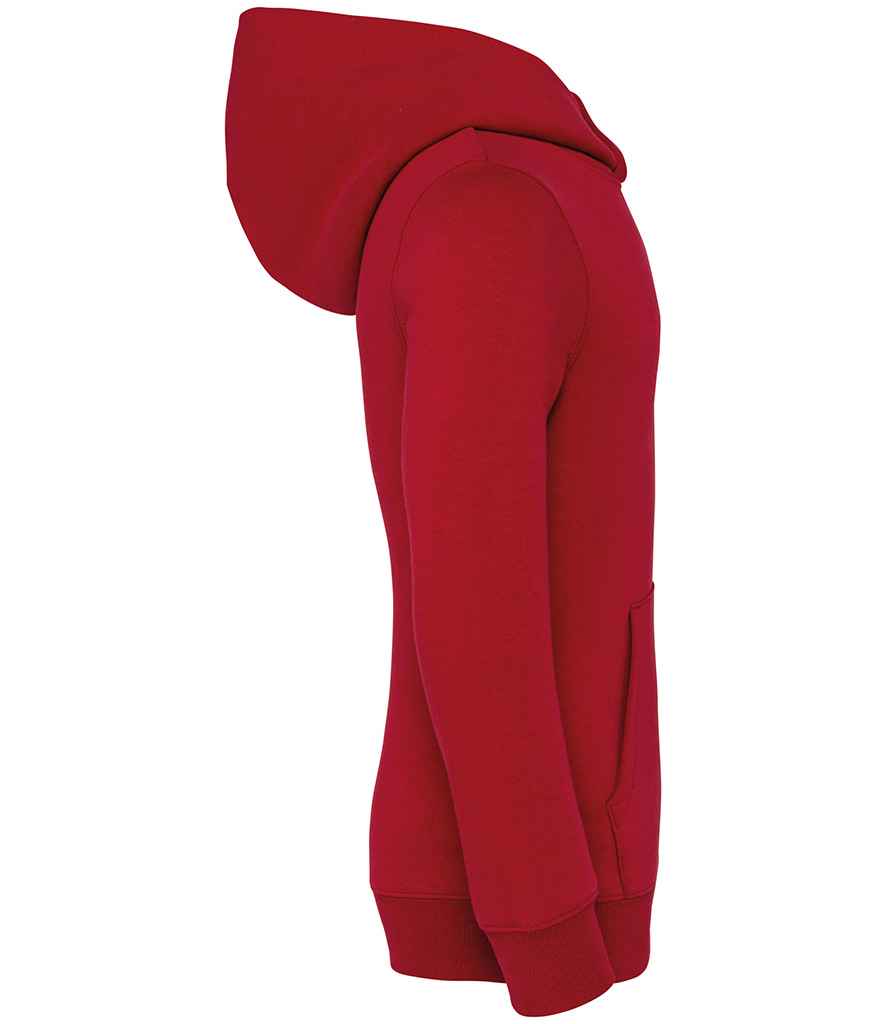 Native Spirit Kids Hooded Sweatshirt in Hibiscus Red, side view