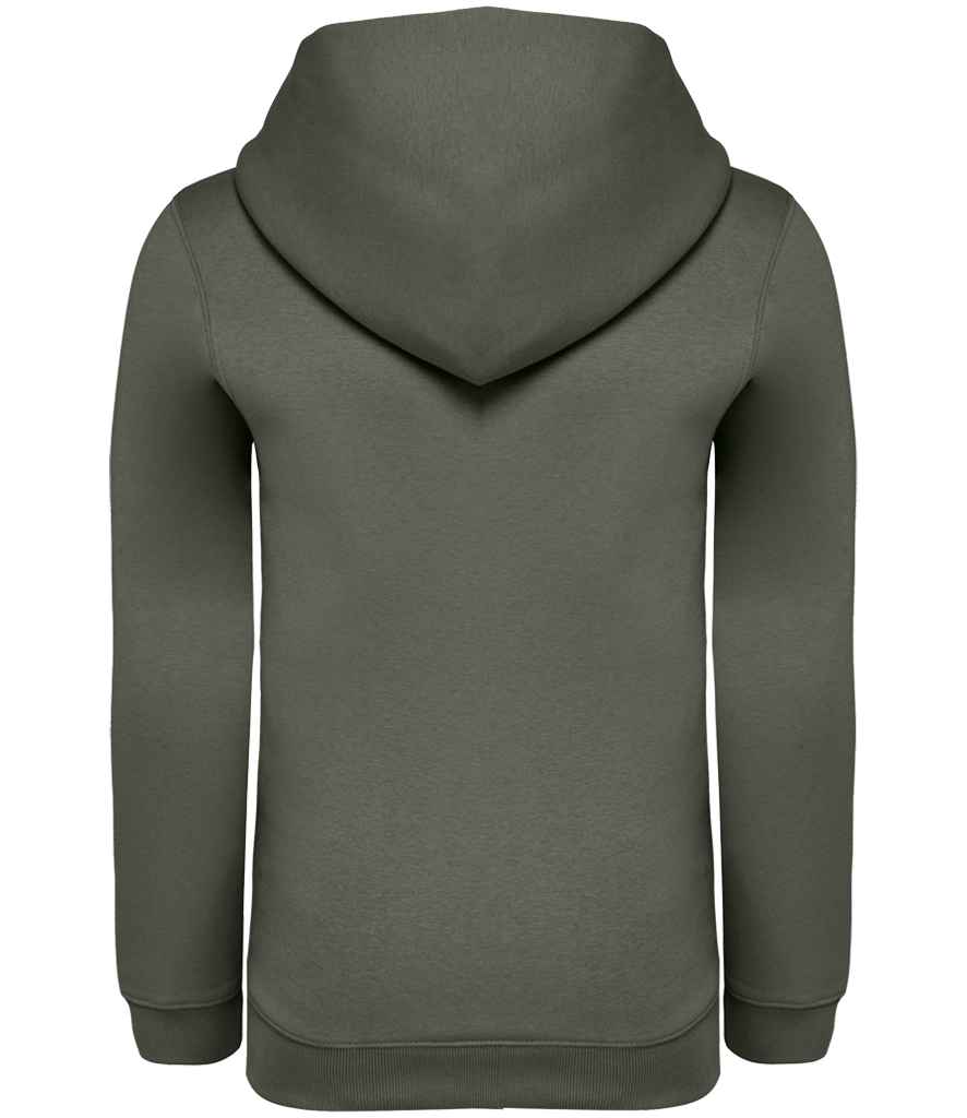 Native Spirit Kids Hooded Sweatshirt in Organic Khaki, back view