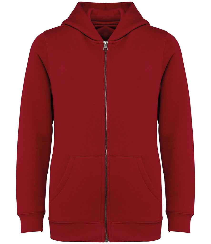 Native Spirit Kids Full Zip Hoodie in Hibiscus Red, front view
