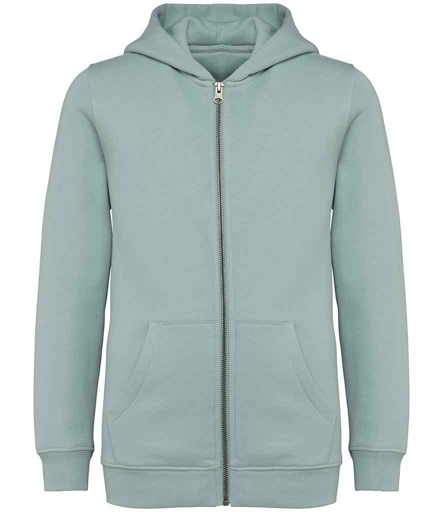 Native Spirit Kids Full Zip Hoodie in Jade Green, front view