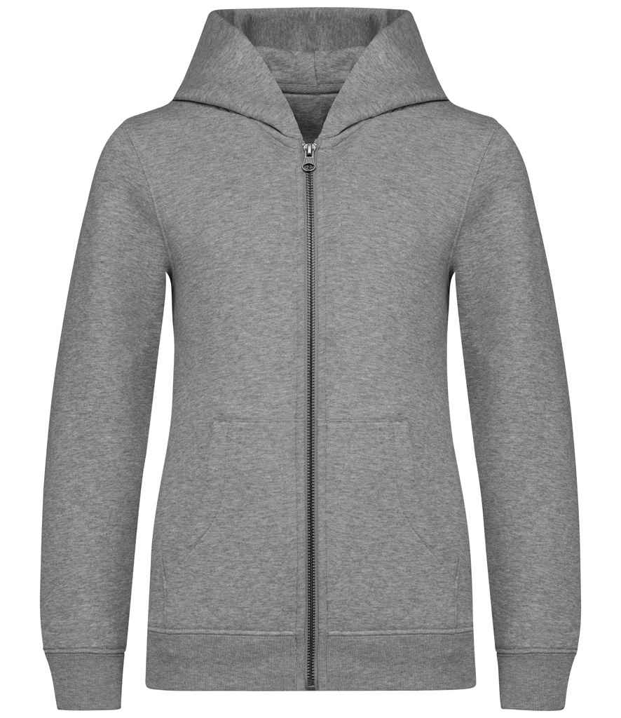 Native Spirit Kids Full Zip Hoodie in Moon Grey Heather, front view
