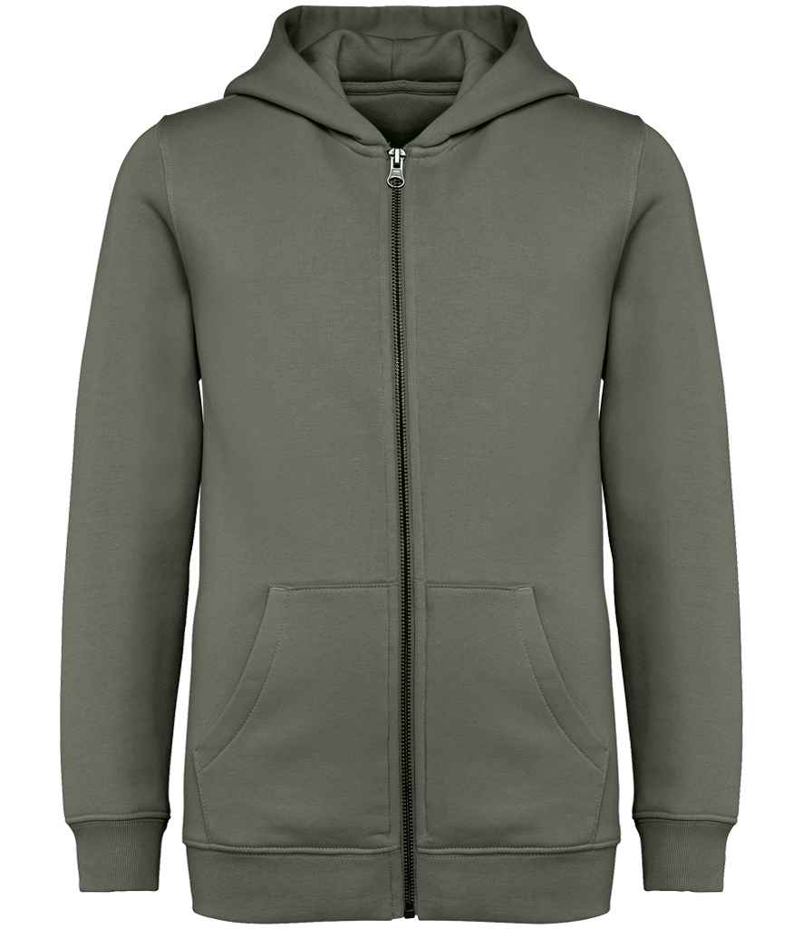 Native Spirit Kids Full Zip Hoodie in Organic Khaki, front view