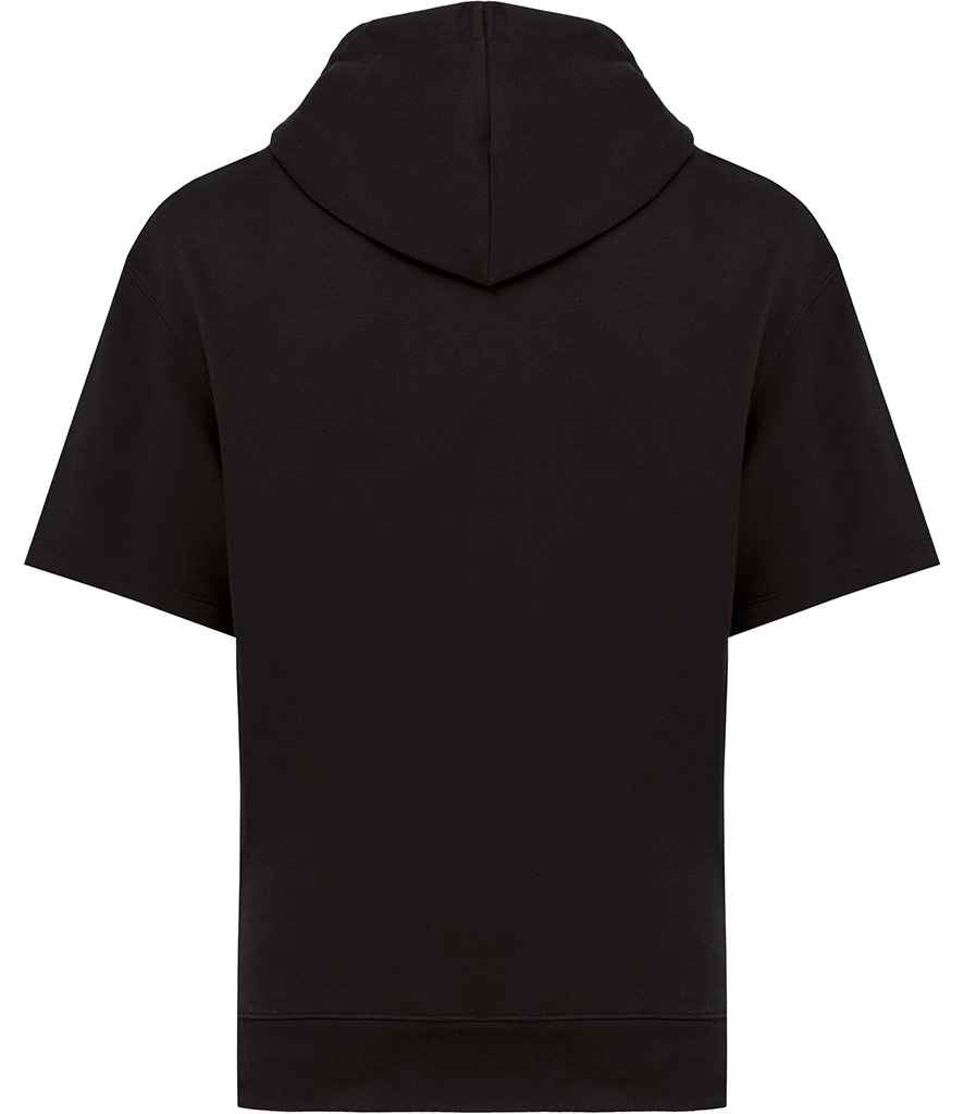 Native Spirit Unisex French Terry Short Sleeve Hooded Sweatshirt in Black, back view