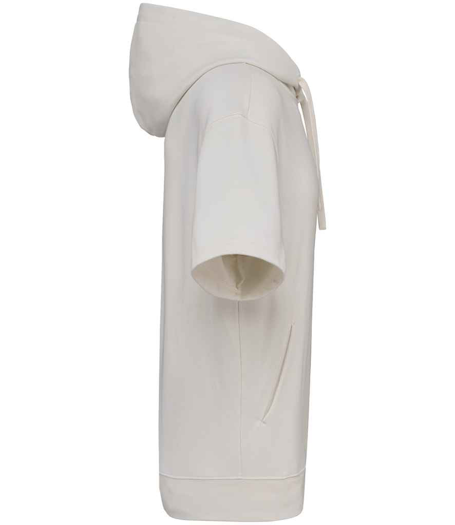 Native Spirit Unisex French Terry Short Sleeve Hooded Sweatshirt in Ivory, side view