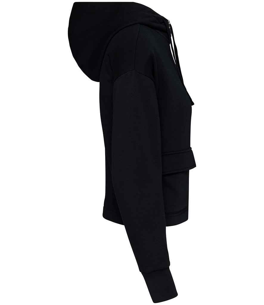 Native Spirit Ladies Full Zip Hooded Sweatshirt in Black, side view